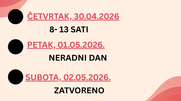 Obavijest o radnom vremenu knjižnice krajem ovog tjedna