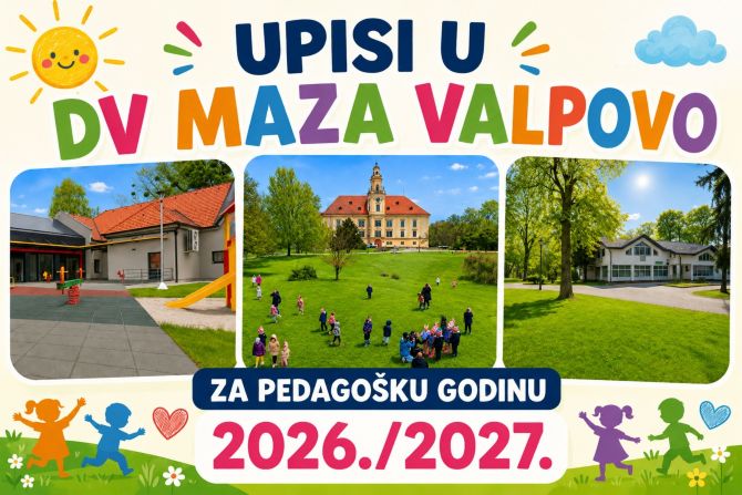 Obavijest o upisu djece u Dječji vrtić Maza Valpovo